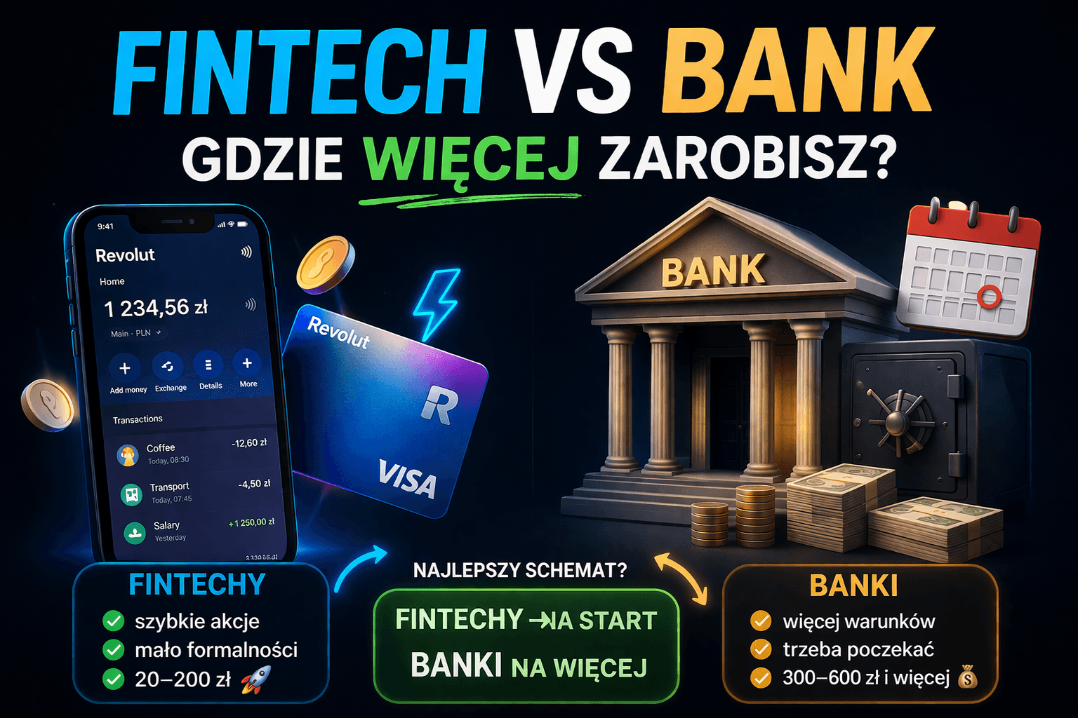Fintech vs bank – gdzie można więcej zarobić? (porównanie 2026)