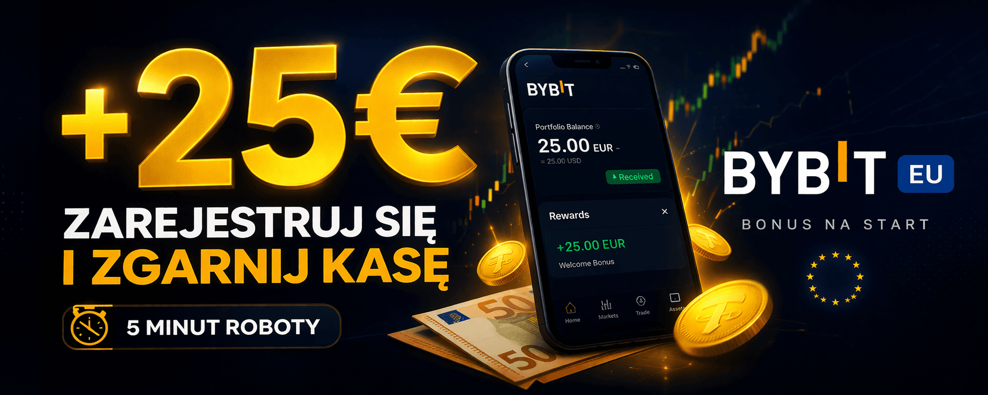 Bybit EU — jak zgarnąć 25€ bonusu na start (krok po kroku)
