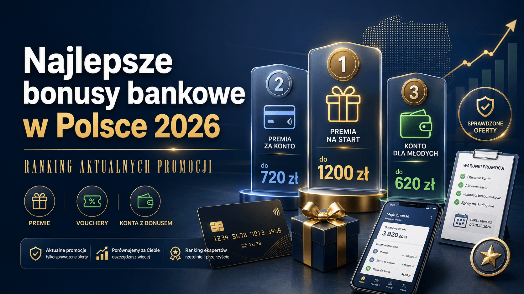 Najlepsze bonusy bankowe w Polsce 2026 — ranking aktualnych promocji