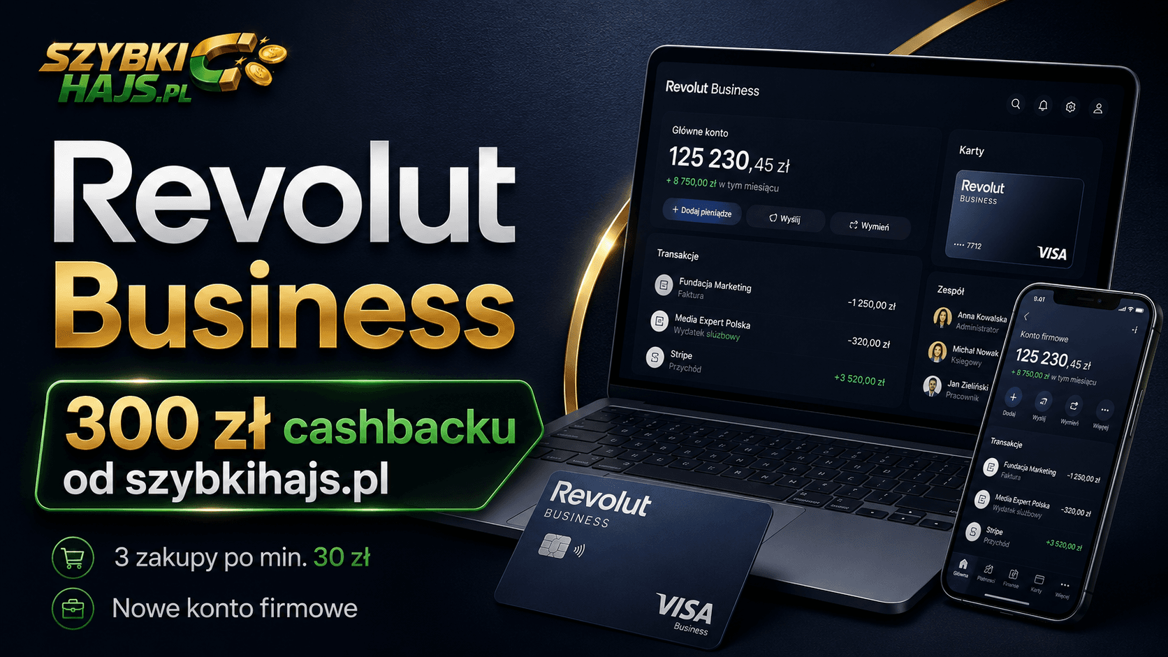 Revolut Business — 300 zł cashbacku od szybkihajs.pl — screenshot platformy