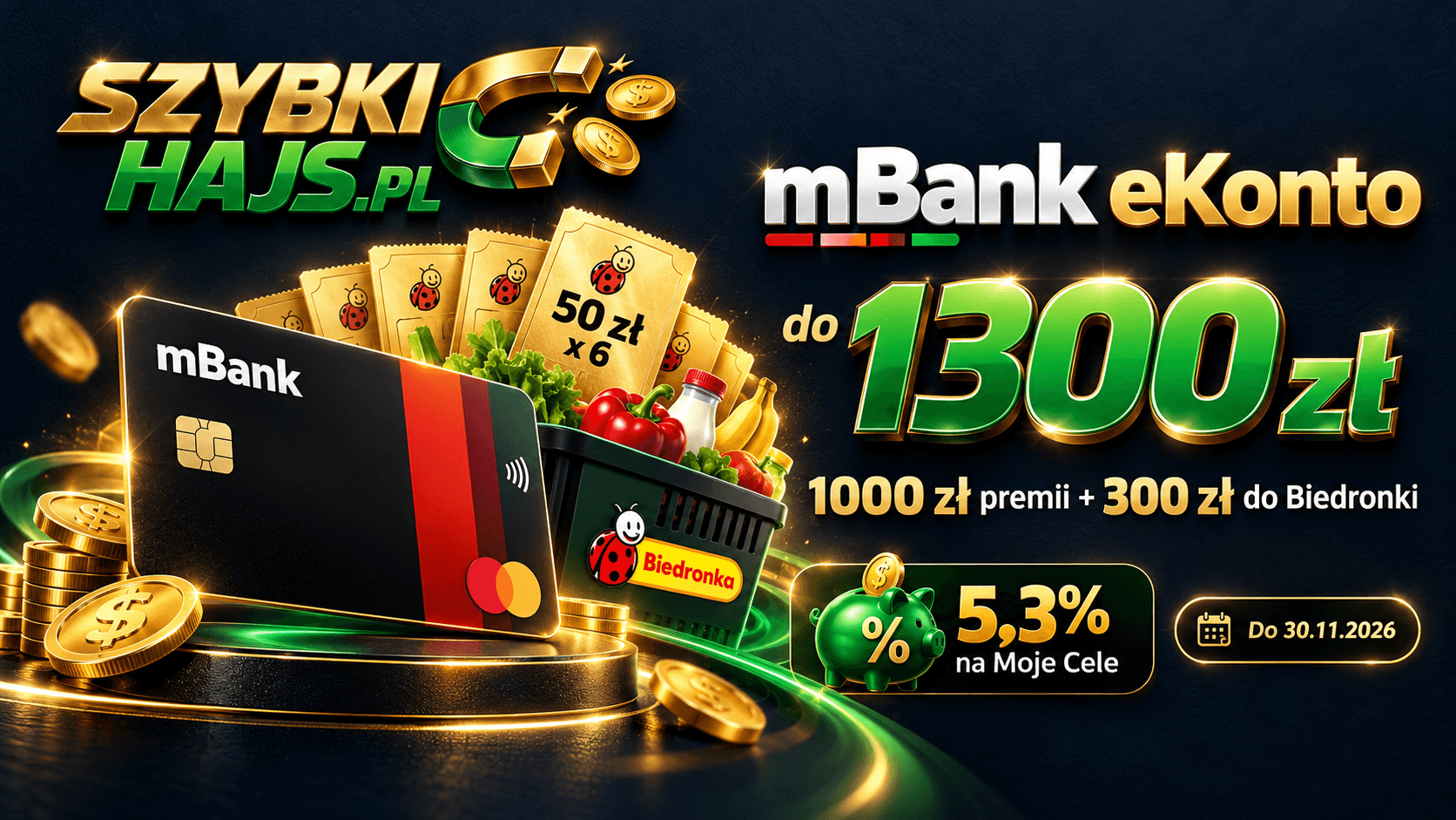mBank eKonto do usług z premią i bonami do Biedronki
