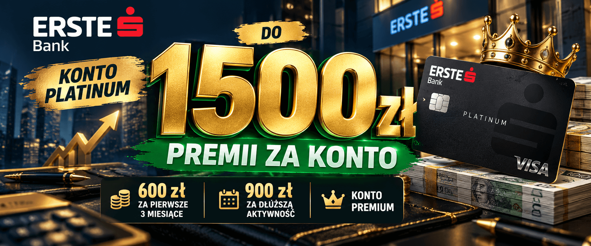 Erste Konto Platinum z premią do 1500 zł