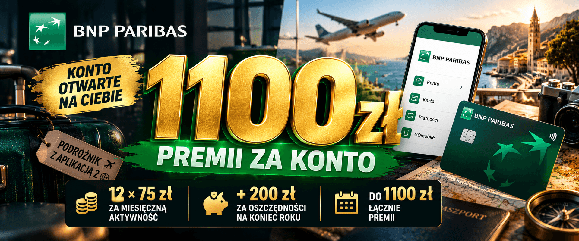 BNP Paribas Konto Otwarte na Ciebie z premią do 1100 zł